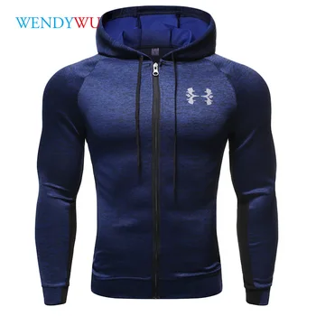 

Hooded Fitness Sport Jacket Coat Men Quick Dry Running Jacket Zipper Hoody Sweatshirt Sportswear Gym Hoodies Training Clothing