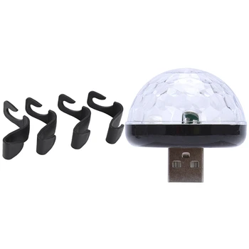 

4 Pcs Car Seat Back Hooks Vehicle Headrest Hanger & 1 Pcs Led Car Usb Atmosphere Light Dj Rgb Mini Colorful