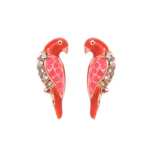 Индийские ювелирные изделия красная птица Полли серьги гвоздики Кристалл Эмаль Женская мода классическое животное