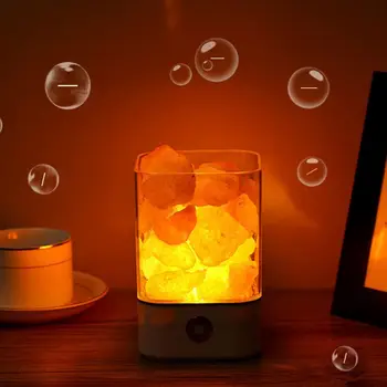 

USB LED Crystal Salt Light Natural Air Purifier Relieve Fatigue Stress Mood Creator Indoor Warm Lighting Lava lamp Bedroom