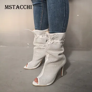 

MStacchi Fashion Cutout Women High Heels Peep Toe Breathable Lace Up Solid High Quality Female Sandals Outdoor Sexy Ladies Shoes