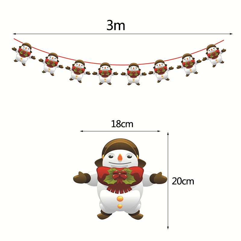 3 м Рождественское украшение Баннер Санта Клаус Снеговик Олень Рождественское дерево носок звезда настенный Бумажная гирлянда для нового года Рождество украшения - Цвет: G03 snowman