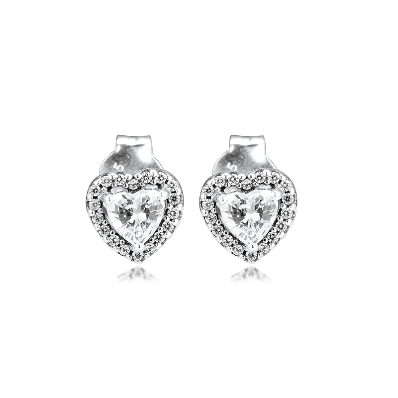 

CKK Earrings Sparkling Heart Stud Earrings for Women 925 Sterling Silver Original Jewelry Brincos Wholesale