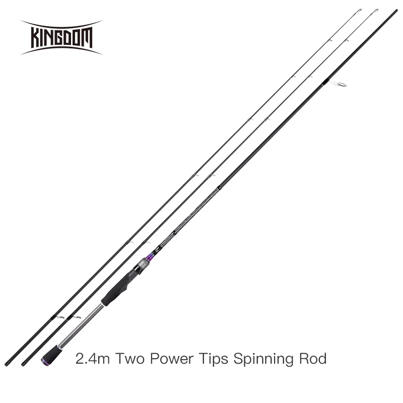 Kingdom катушка для удочки комбинированный набор для литья спиннинга два силовых наконечника 1,8 м/2,1 М/2,4 М L ML m MH легкие две секции для щуки - Цвет: 2.4m Spinning Rod