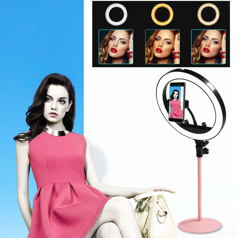 

LED Studio Camera Selfie Ring Light Photography 10inch 26cm Photo Camera Ring Light With Tripod USB Plug Phone Holder Make Up