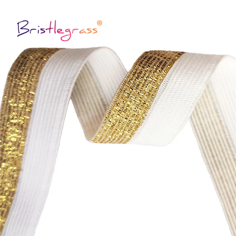 Description Picture 4 of itemBRISTLEGRASS 2 5 10 Yard 3/4" 20mm Semi Gold Glitter Fold Over Elastic FOE Spandex Band Tape Hair Tie Headband Dress Sewing Trim