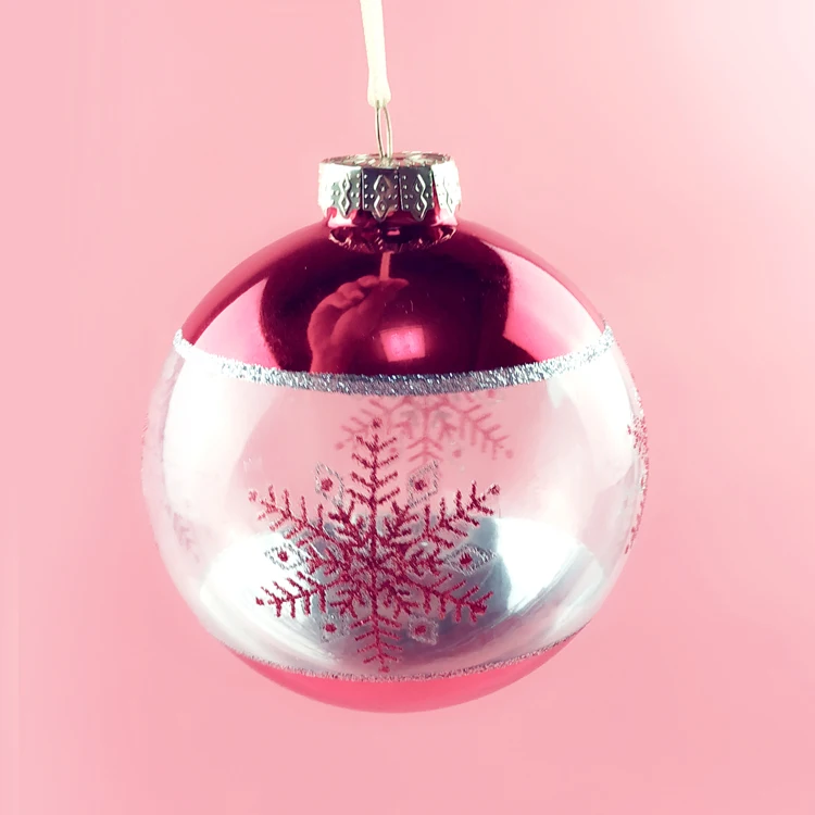 

Christmas Tree Decoration Glass Decoration Creative Pendant Gift Foreign Trade 10cm Clear Red Snow Ball