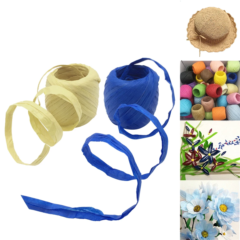 3 Rolls Raffia Paper Ribbon Packing String / Twine Wedding party Packing Ribbon 3cm Inch Wide for Gift Packing
