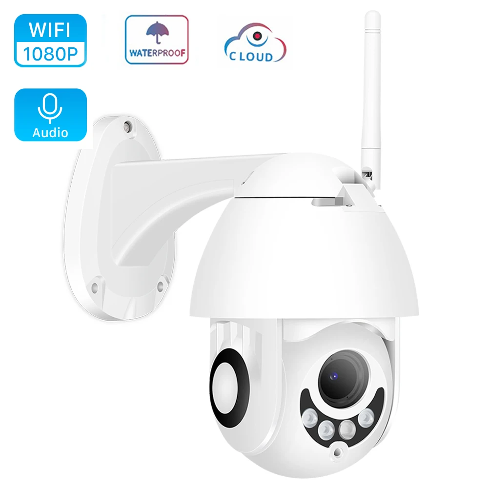 

Wireless PTZ Camera Outdoor H.265 1080P 2MP Two-way Audio IR Speed Dome Camera Cloud Storage Motion Detect Onvif Wifi IP Camera