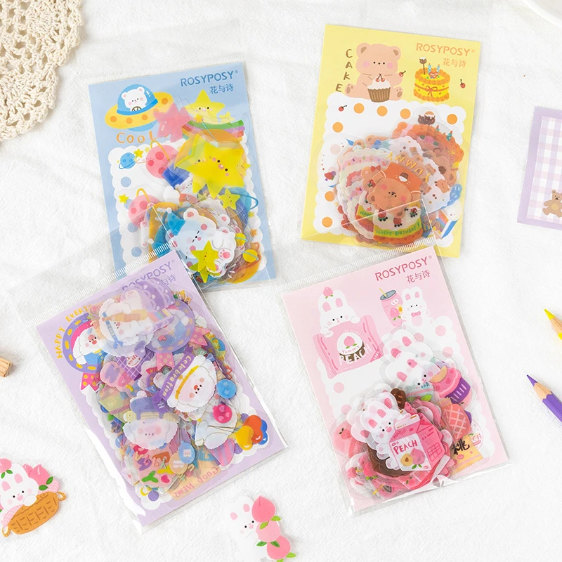 40 Pcs/Set Cute planet rabbit bear Decorative Stickers Scrapbooking Stick Label Diary Stationery Album Kawaii Party dog sticker