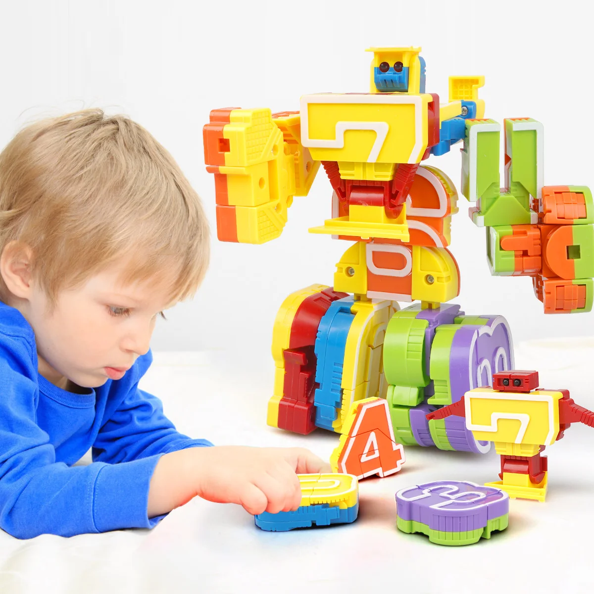 Magic Numbers Creative Blocks Assembling Educational Blocks Action Figure Transformation Robot Deformation English Letter Toys