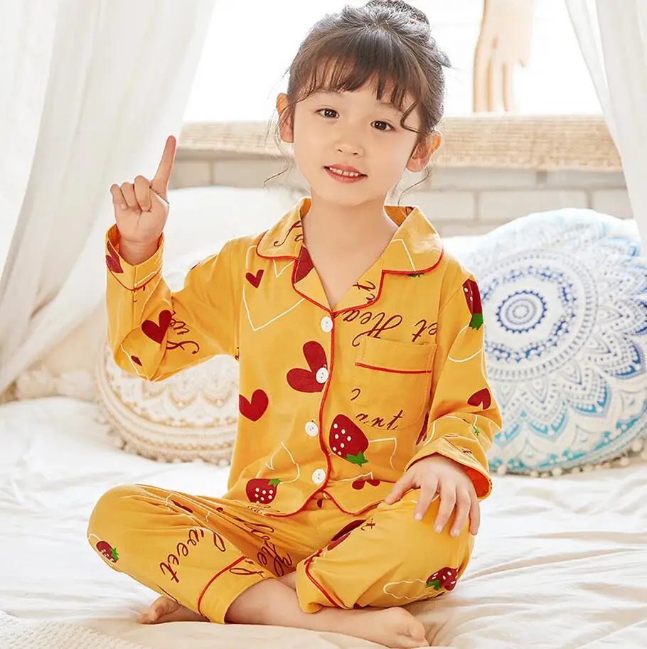 2021 Autumn Spring Kids Pajamas Set Baby Girl Clothes Kids Cartoon Sleepwear Cotton Pyjama enfant Boys Pijama Toddler Nightwear baby clothes cheap Sleepwear & Robes