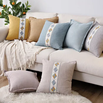 

45*45cm Vintage Cotton Linen Cushion Cover Geometric Throw Pillow Case Square Pillow Cover For Home Sofa Chair Decoration