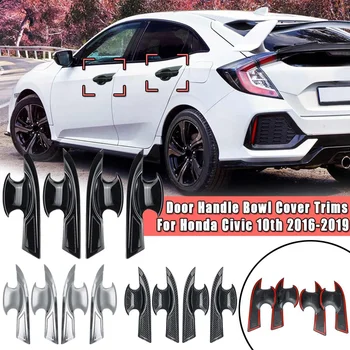 

4Pcs/Set Exterior Door Handle Bowl Cover Trims Black / Silver For Honda for Civic 10th 2016 2017 2018 2019