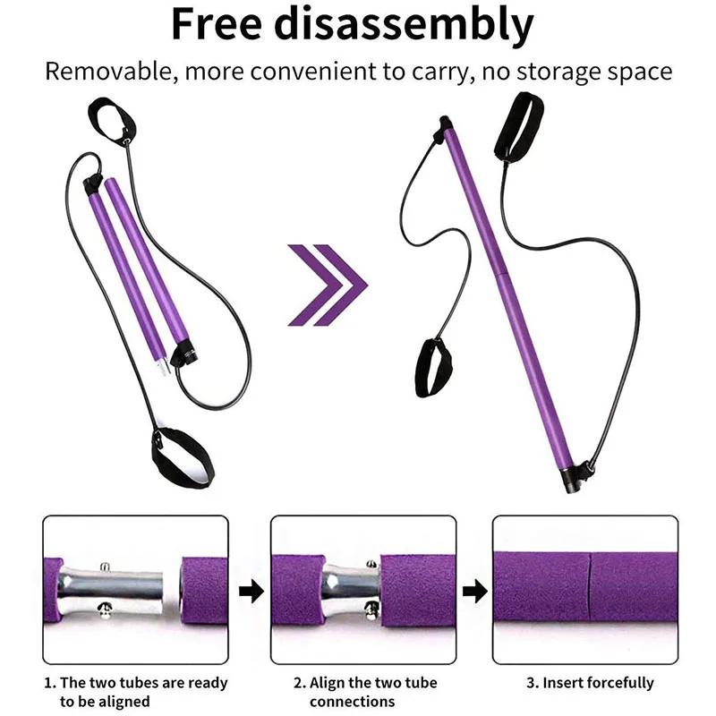 Fitness Pilates Stick with Resistance Bands