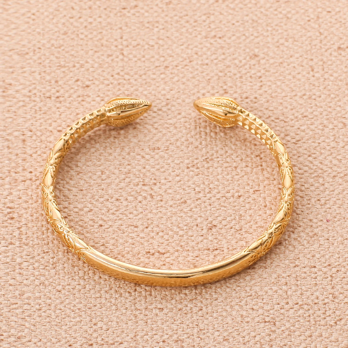 Ethiopian Real Man Jewelry Accessories Gold Color Opening Embossing Charm Bangles 4