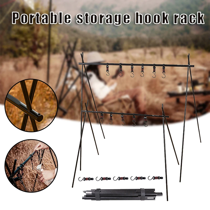 Lightweight Outdoor Folding Camping Shelf Aluminum Alloy Clothes Storage Hanger Cookware Eequipment Hanging Rack Triangle Rack