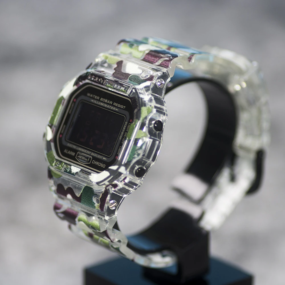 Камуфляж 3D Живопись DW5600/5610 часы набор ободок ремешок спортивный резиновый водонепроницаемый