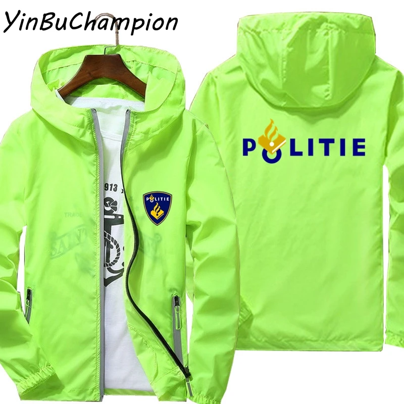 Casual Windbreaker Thin Reflective Sunscreen Netherlands Politie Police Hooded Coat Men's Sports Pilot Cycling Jacket Plus Size | Мужская