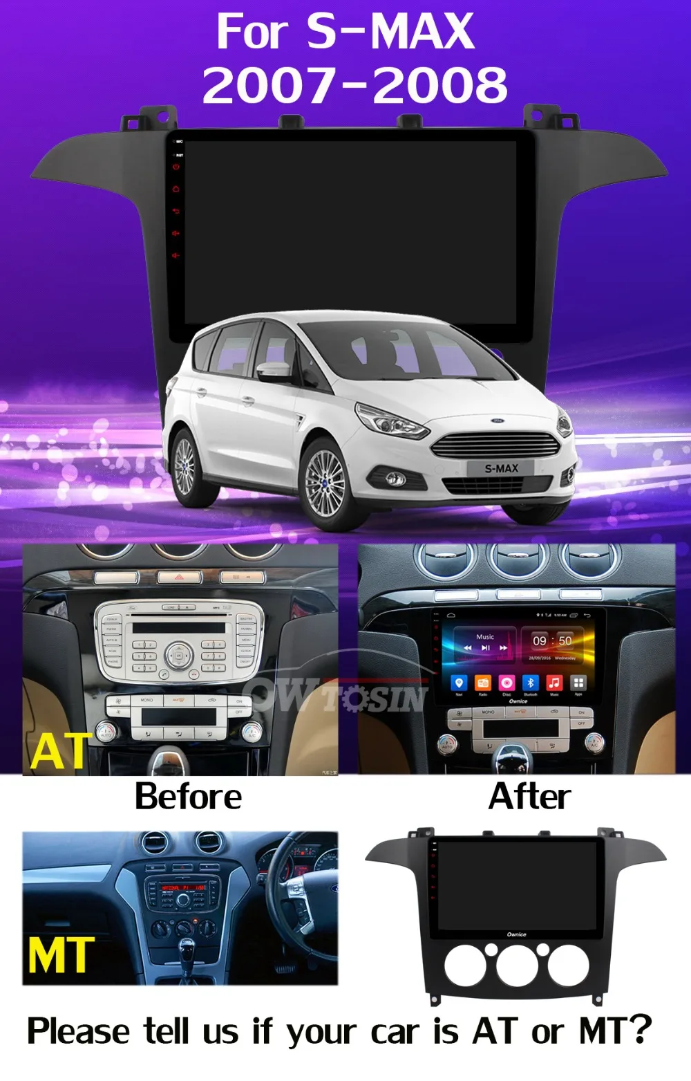 Discount 360°Camera 4G SIM Android 9.0 4G+64G GPS Navi Radio CarPlay SPDIF DSP Car Player Stereo for Ford S-Max S Max 2007-2008 AT/MT 8