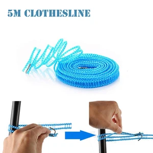 Ветрозащитный 5 м Веревка с регулируемой прочностью Нейлон Прочный Anti против скольжения сушки одежды Вешалки для сушки веревки Стиральная линия Прачечная - изображение