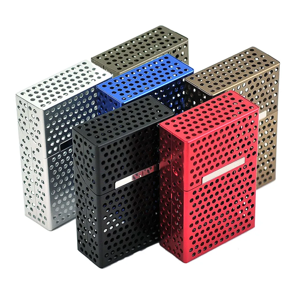 1pc Lightweight Hollow Aluminum Alloy Clamshell Cigarette Case Cigar Box Storage Pocket |