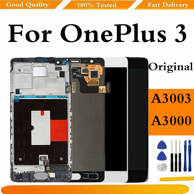 Original For Oneplus 3 A3000 LCD Display Screen Touch Digitizer With Frame A3003 Replace Part | Мобильные телефоны и