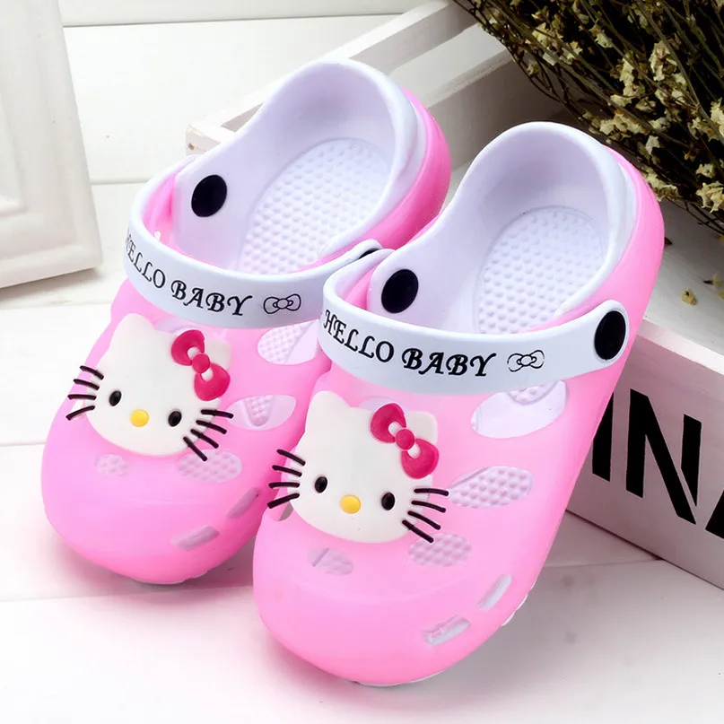 Летние детские сандалии для девочек принцесса обувь для мальчиков hello kitty мягкие детские плоские сандалии детская обувь пляжные сандалии для девочек - Цвет: pink