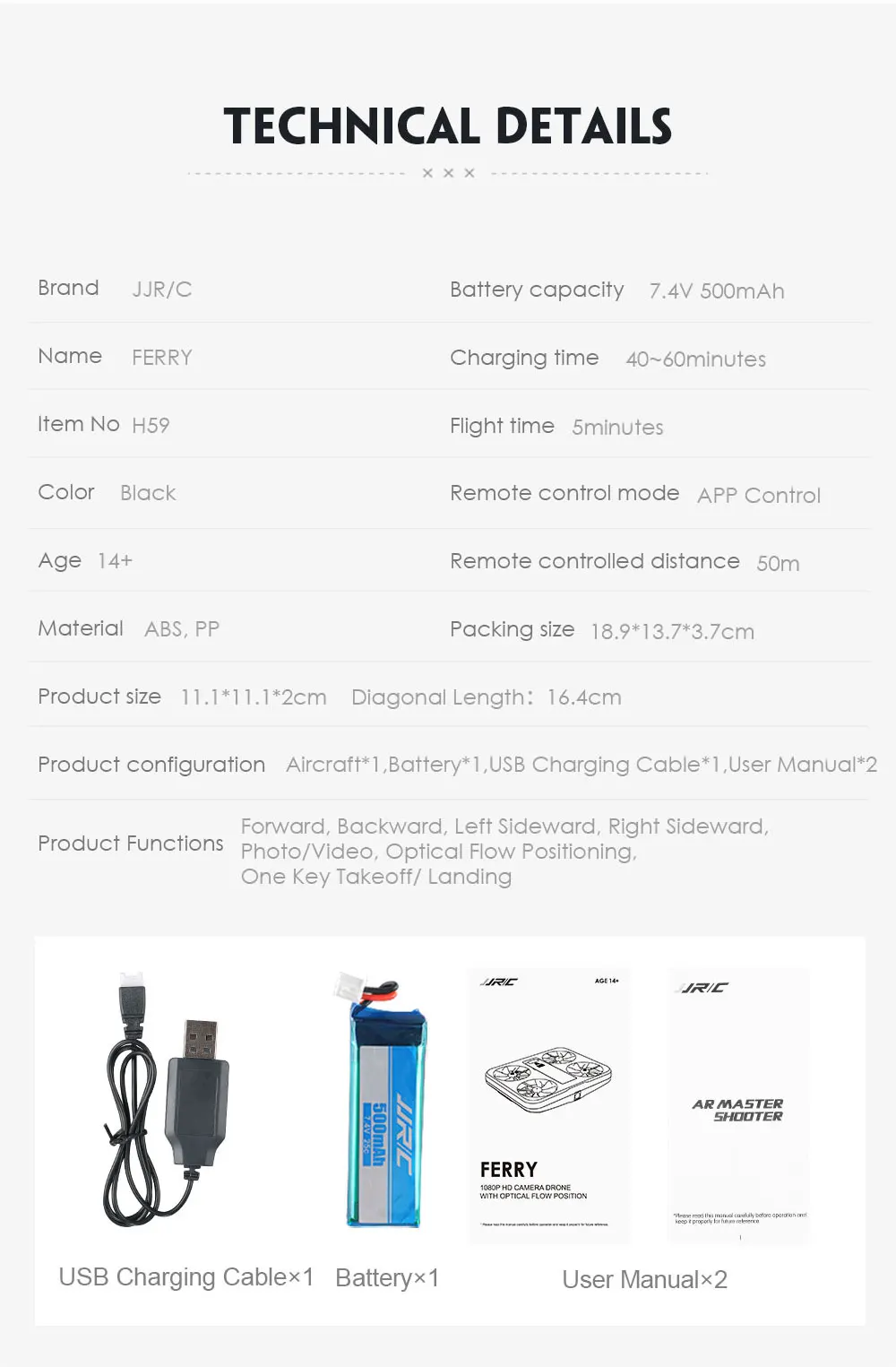 JJRC H59 WiFi FPV RC Drone 720P Camera Vision Optical Flow Positioning Visual Tracking G-sensor Control Quadcopter (6)