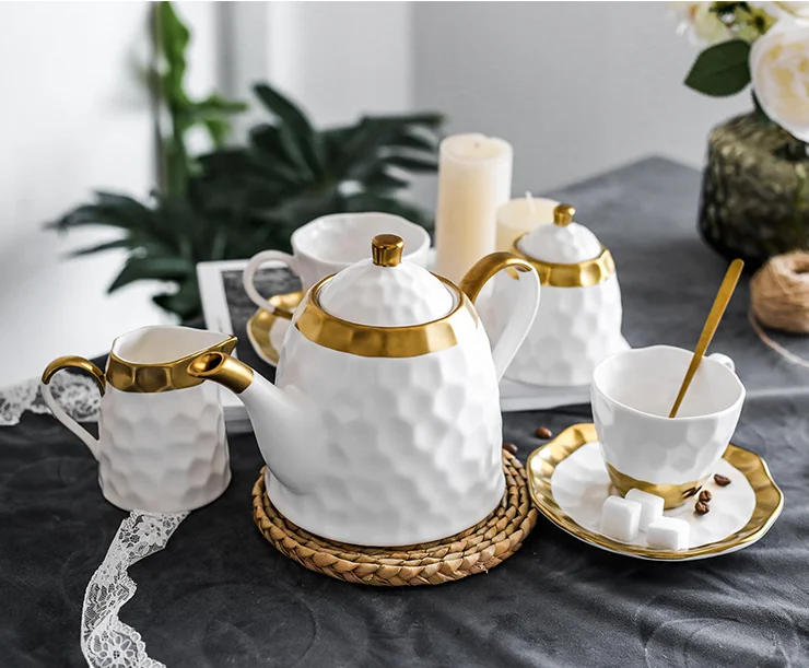 Набор керамических кофейных чашек, простой вечерний чайный набор, чайный набор, европейский светильник, роскошные бытовые чашки для воды, чайный горшок для напитков