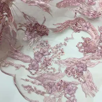 

High quality beaded sequins embroidered French mesh African lace Nigerian lace fabric suitable for wedding DIY high-end dresses