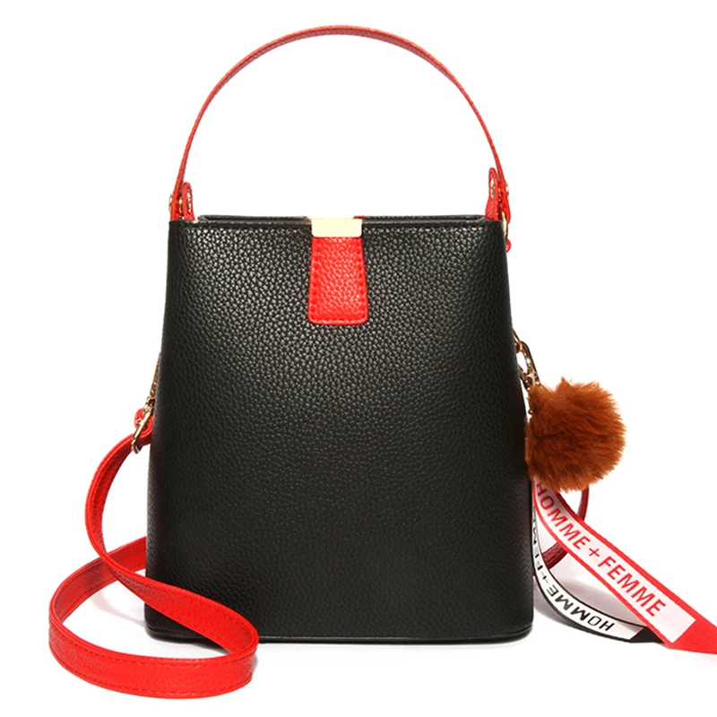 

HOW.R.U Brand Designer Ladies Handbags Women Fashion Bucket Bags 2019 Luxury Crossbody Bags for Women Simple Tote Bag with Fur