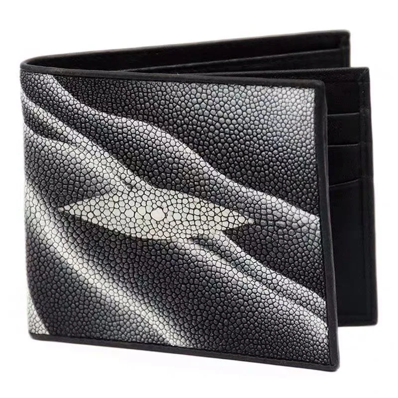 

Authentic Real Stingray Skin Short Style Men Chic Wallet Lady Card Purse Genuine Skate Leather Female Male Small Trifold Wallet