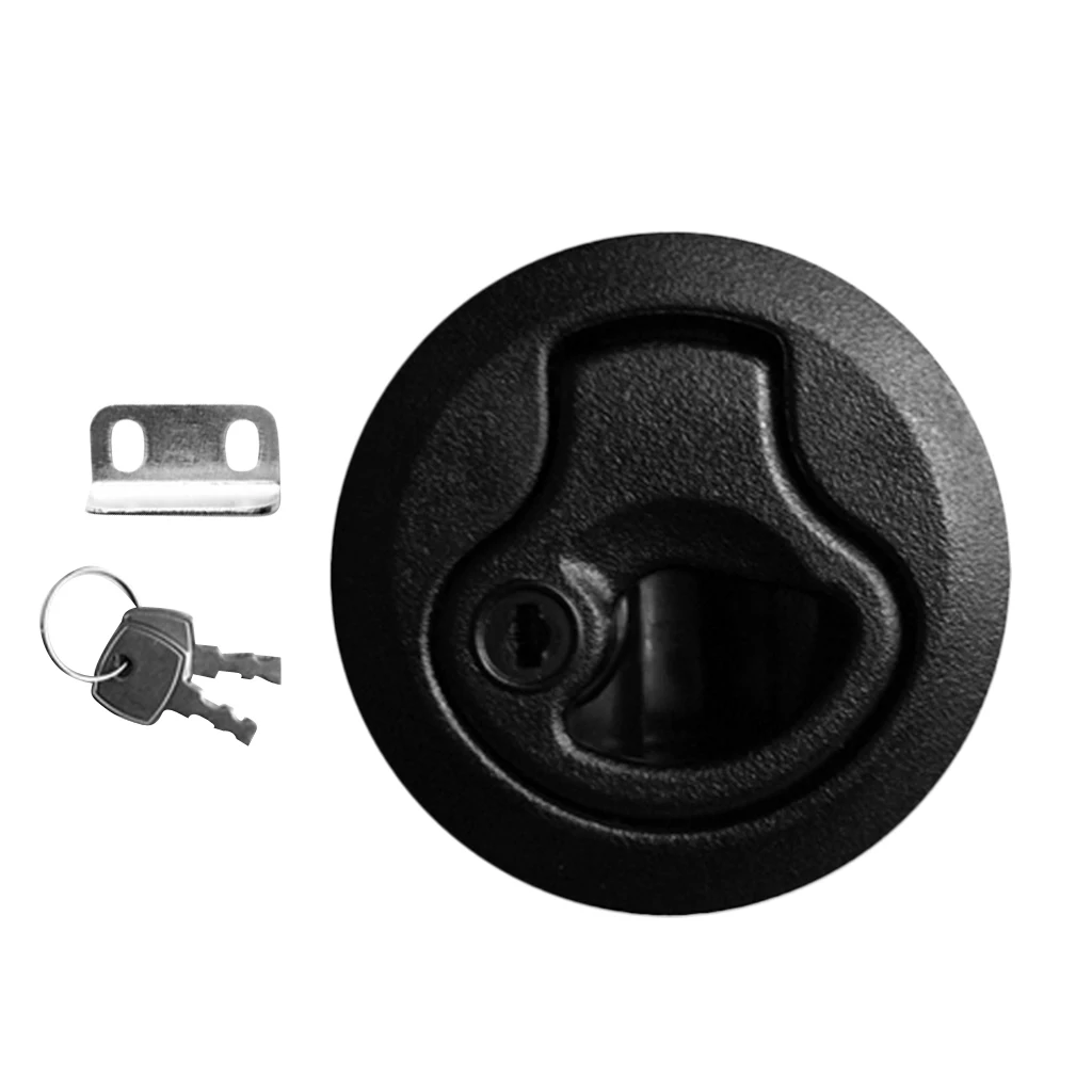 Round 2'' Flush Pull Slam Latch with Keys for Boat Deck Hatch 1/4'' Door - Locking Style