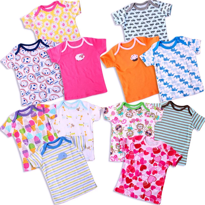 Retail 5pcs/lot 0-24 Months Summer Short Sleeve T-shirt Baby Infant Tees Cartoon Newborn Clothes for Boys Girls Cute Clothing | Мать и