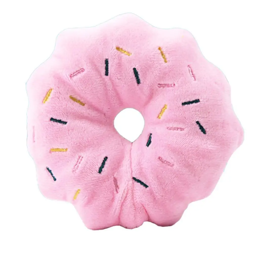 Two Colors Optional Pink Brown Donut Plush Vocal Bb Pet Dog Cat Toy Pet Toy Sound Toys For Teasing Dogs And Cats