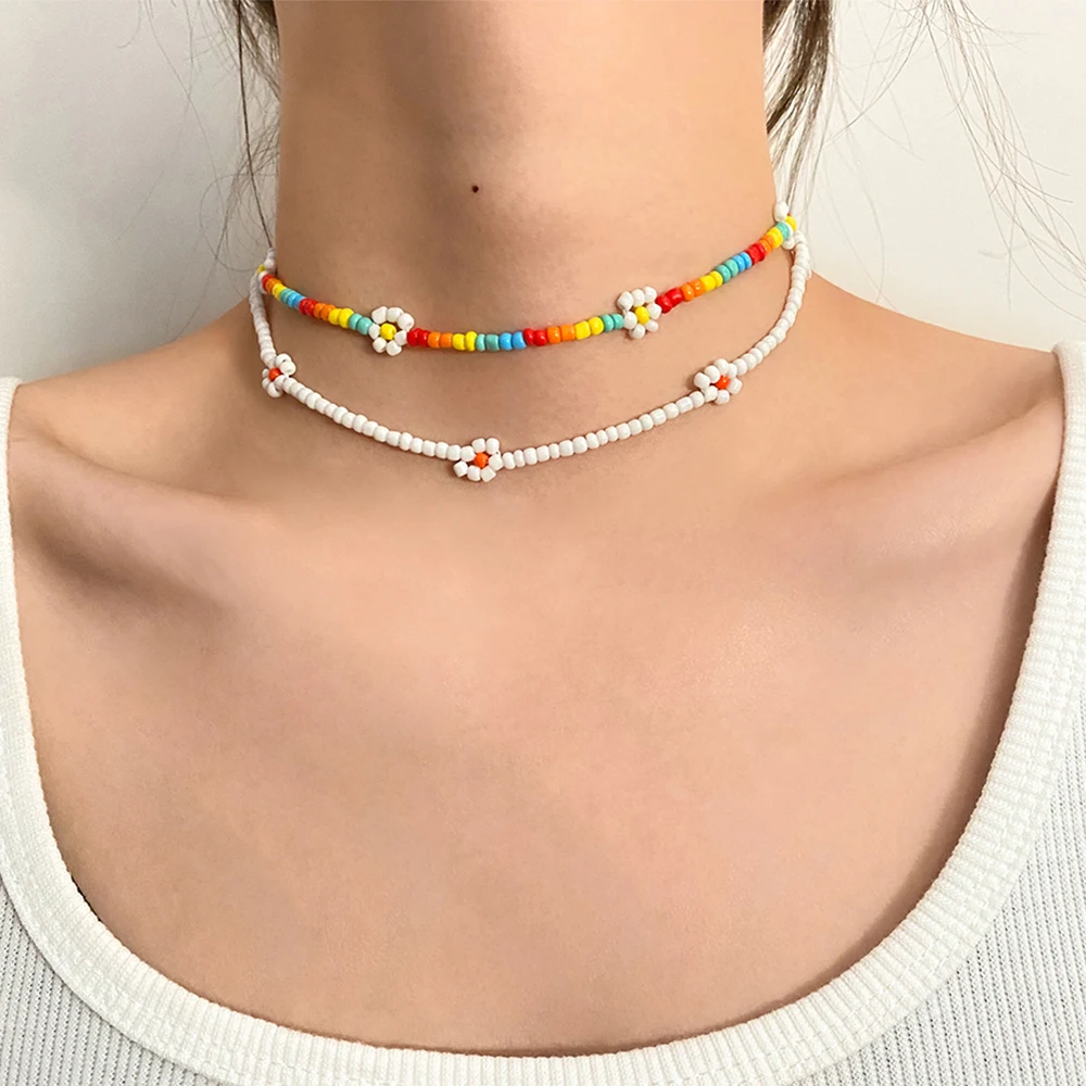 Colorful Beaded Choker Necklace Women 