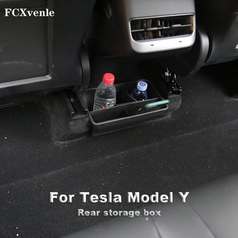 New For Tesla Model 3 Y 2021 Car Armrest Rear Storage Box Organizer Center Console Flocking/ABS Organizer Containers Holder