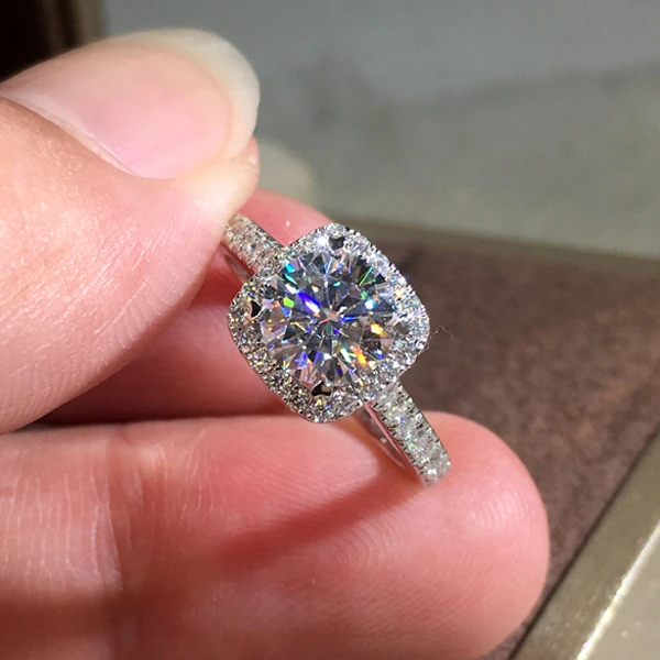 Anillo de con piedra redonda para mujer, sortija cuadrada de Zirconia blanca, cristal lujo, estilo Retro, boda, Color y plata|Anillos| - AliExpress