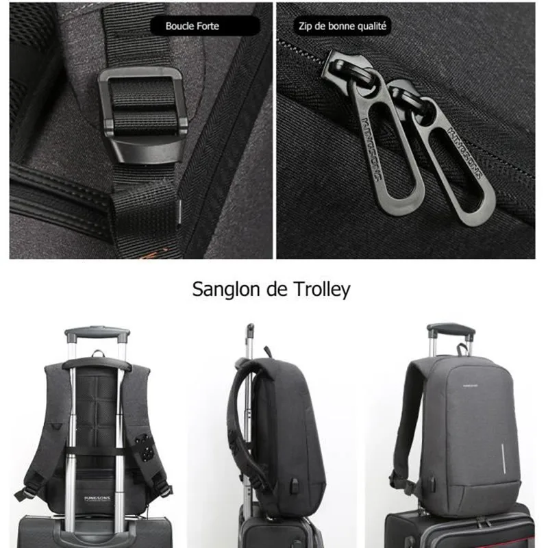 BEAU-Kingsons Противоугонный и usb зарядный порт рюкзак Противоскользящий модный полиэстер ноутбук/планшет ПК тележка