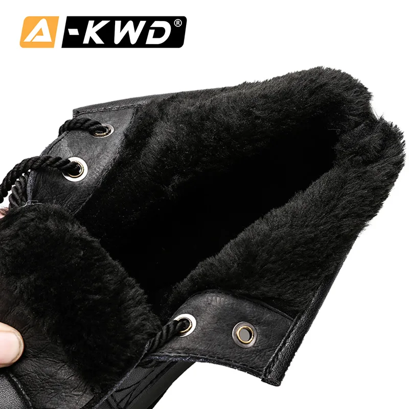 Модные мужские ботинки; водонепроницаемые ботинки; chaussure homme; мужские кожаные ботинки с высоким берцем; Bot Dr; кожаные ботинки в стиле ретро; Рабочая обувь; 44 - Цвет: Black-Fur