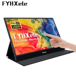 15 polegada monitor portátil fhd 1080p ips duplo tipo c mini hdmi monitor de tela sensível ao toque com alto falantes presente capa para o telefone pc ps4 xbox