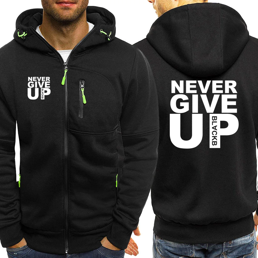Never Give Up мужская куртка на молнии осень зима флисовая спортивная одежда новая брендовая одежда Мужская Уличная теплая толстовка с капюшоном