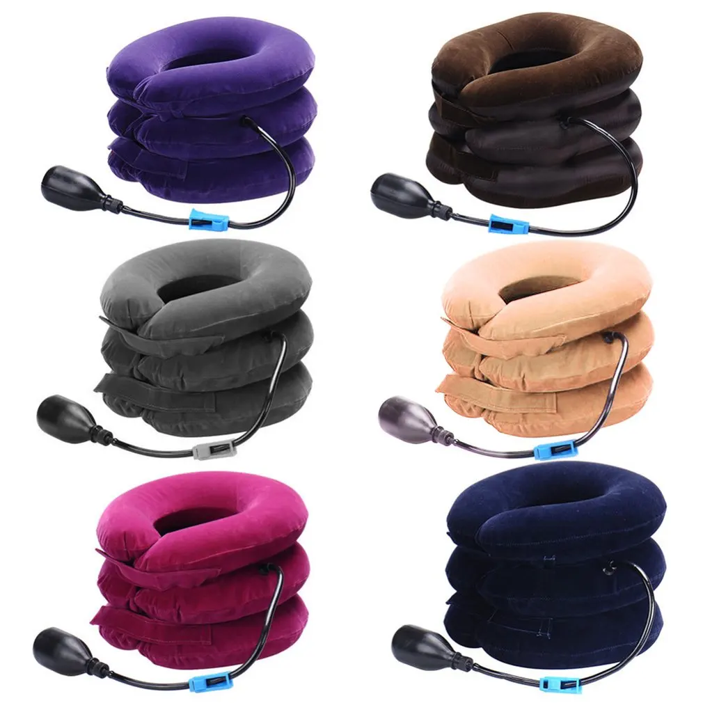

Cervical Traction Apparatus Inflatable Velvet Neck Guard Adjustable Neck Massage Brace Support Head Back Shoulder Neck Massager