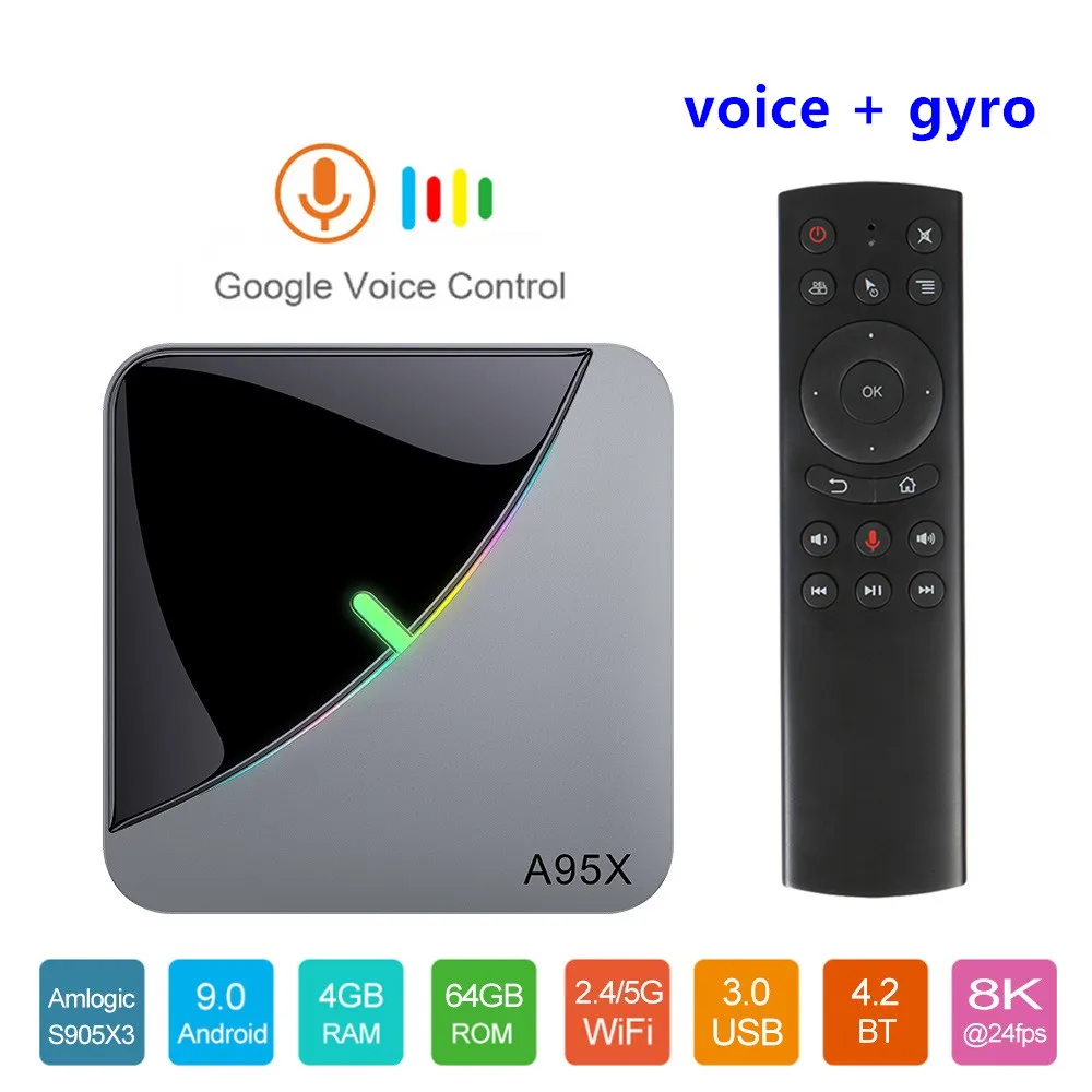

A95X F3 Air TV box Android 9.0 TV BOX Amlogic S905X3 4K Smart Set Top Box Google Voice Assistant Wifi 4.2BT 8K