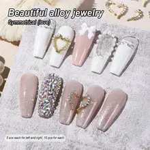 

10Pcs Manicure Decoration DIY Easy to Apply Compact Nail Art Symmetrical Heart-shaped Alloy for Photography