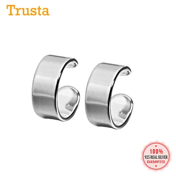 

Trusta 100% 925 Sterling Silver Smooth Surface Ear Cuff Clip on Earrings For Women Girl Without Piercing Earings Jewelry DS1040