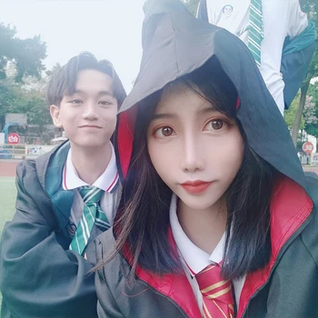 

Adult Kids Potter Cosplay Costumes Magic Cloak Robe With Tie Scarf Gryffindor Halloween Dress Up School Uniform D2103AD