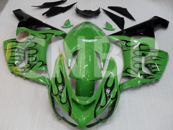 

636 ZX-6r 2005 - 2006 Bodywork ZX6r 636 06 Green Black Flame Fairings 636 ZX-6r 06 Full Body Kits