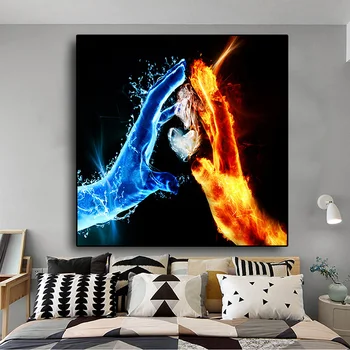 

Abstract Ice and Fire Love Warrior Canvas Printings Painting Wall Art Modern Posters Art Picture for Living Room Home Design